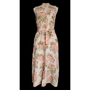 Equipment Femme Tropical Floral Silk Sleeveless Belted Maxi Dress Slit Small